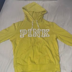 victoria's secret pink, yellow sweatshirt, size xs.
